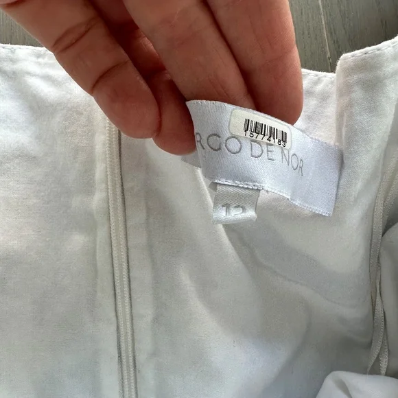 Borgo De Nor Julia Cotton Dress Venezia Blue Off the Shoulder Button UK 12 US 8 - Picture 7 of 11